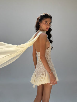 Cherie Anais Mini Dress - Ivory