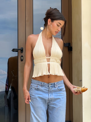 Cherie Anna Halter Top - Ivory