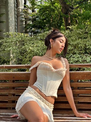 Anne Floral Mini Skirt Ivory