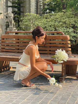 Anne Floral Mini Skirt Ivory