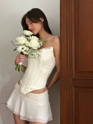 Anne Floral Mini Skirt Ivory