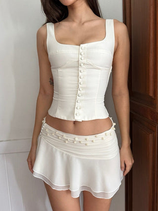 Anne Floral Mini Skirt Ivory