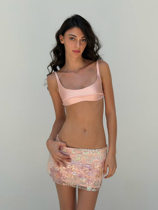 Cherie Belle Mini Skirt - Pink Sequined