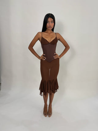 Sample Ellie Midi Skirt Brown