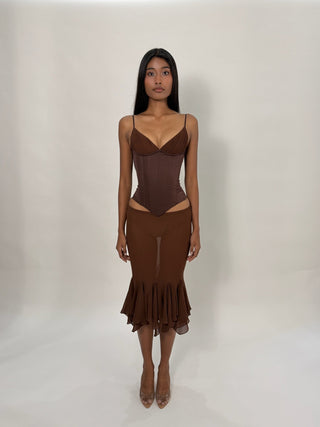 Sample Ellie Midi Skirt Brown