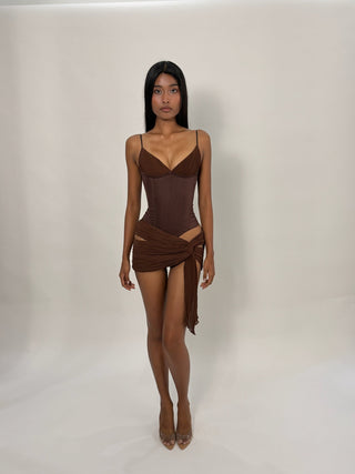 Sample Draped Mini Skirt Brown