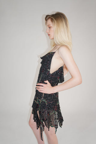 Black Beaded Mini Dress - SOLDOUT