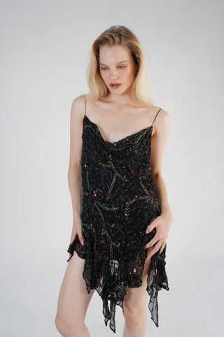 Black Beaded Mini Dress - SOLDOUT