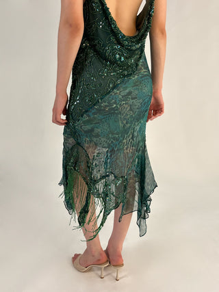 Emerald Sequin Midi Dress