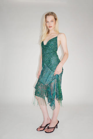 Emerald Sequin Midi Dress
