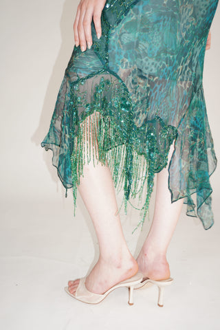 Emerald Sequin Midi Dress