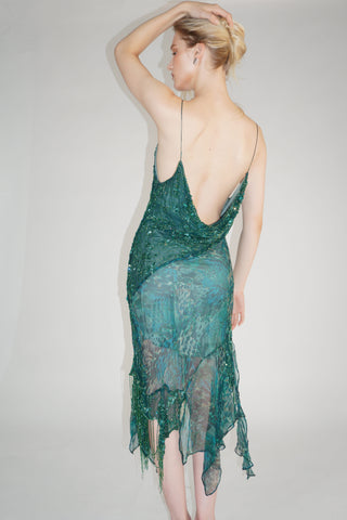 Emerald Sequin Midi Dress