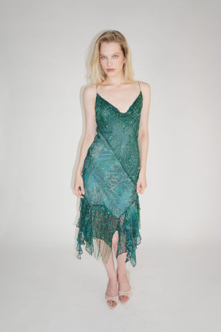 Emerald Sequin Midi Dress