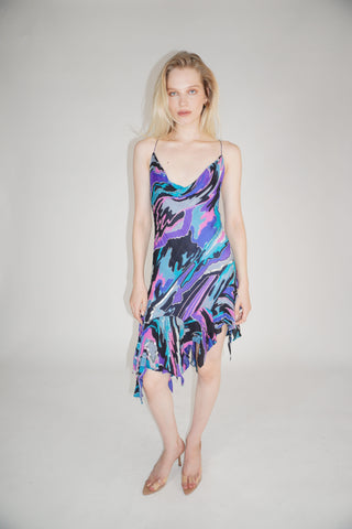 Printed Multicolor Chiffon Midi Dress