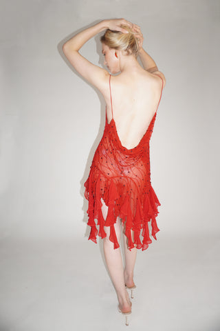 Red Embroidery Mini Dress