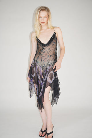 Sheer Black Embroidery Mini Dress