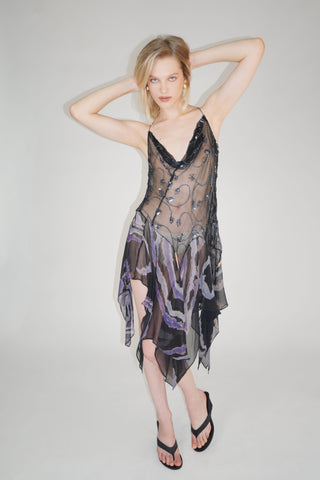 Sheer Black Embroidery Mini Dress