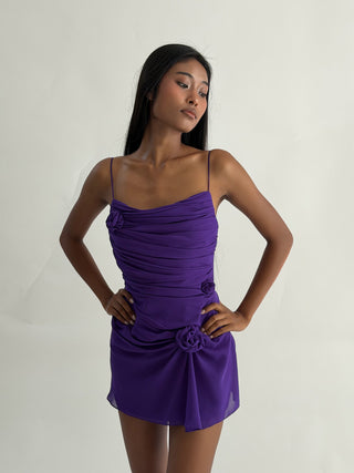 Sample Rosette Mini Dress Purple