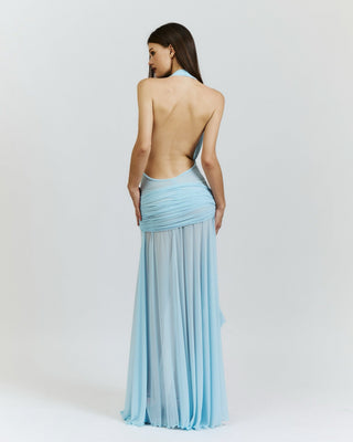 Cherie Evelyn maxi dress mesh - Blue