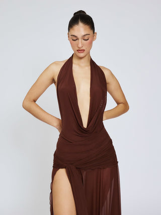 Cherie Evelyn Maxi Dress Mesh - Brown