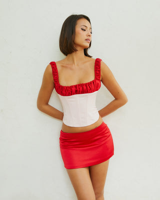 Cherie Gia Corset Top - Pink and Red