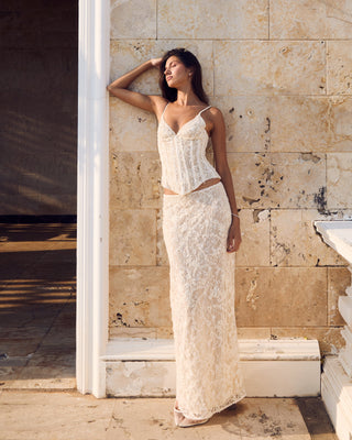 Cherie Leona Maxi Skirt Sequined Lace