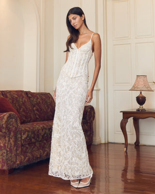 Cherie Leona Maxi Skirt Sequined Lace