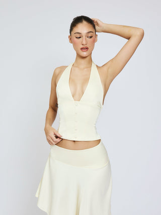 Cherie Lisa Button Up Halter - Ivory