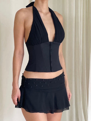 Lisa Button Up Top Black
