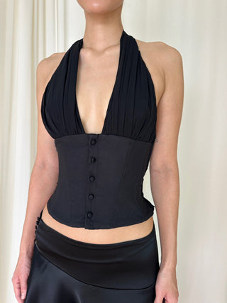 Lisa Button Up Top Black