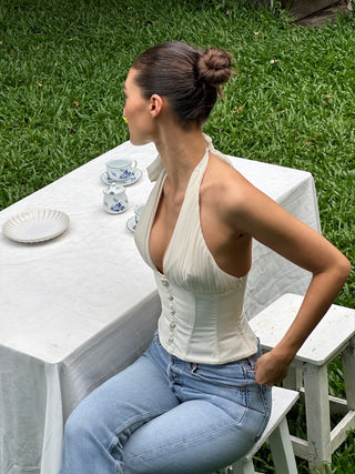 Lisa Button Up Top Ivory