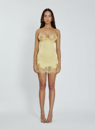 Cherie Sabrina Mini Dress - Yellow